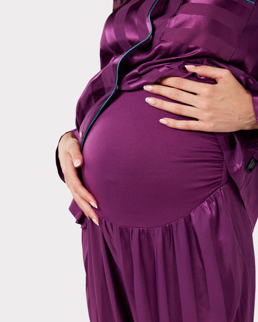 Maternity Satin Purple Jacquard Stripe